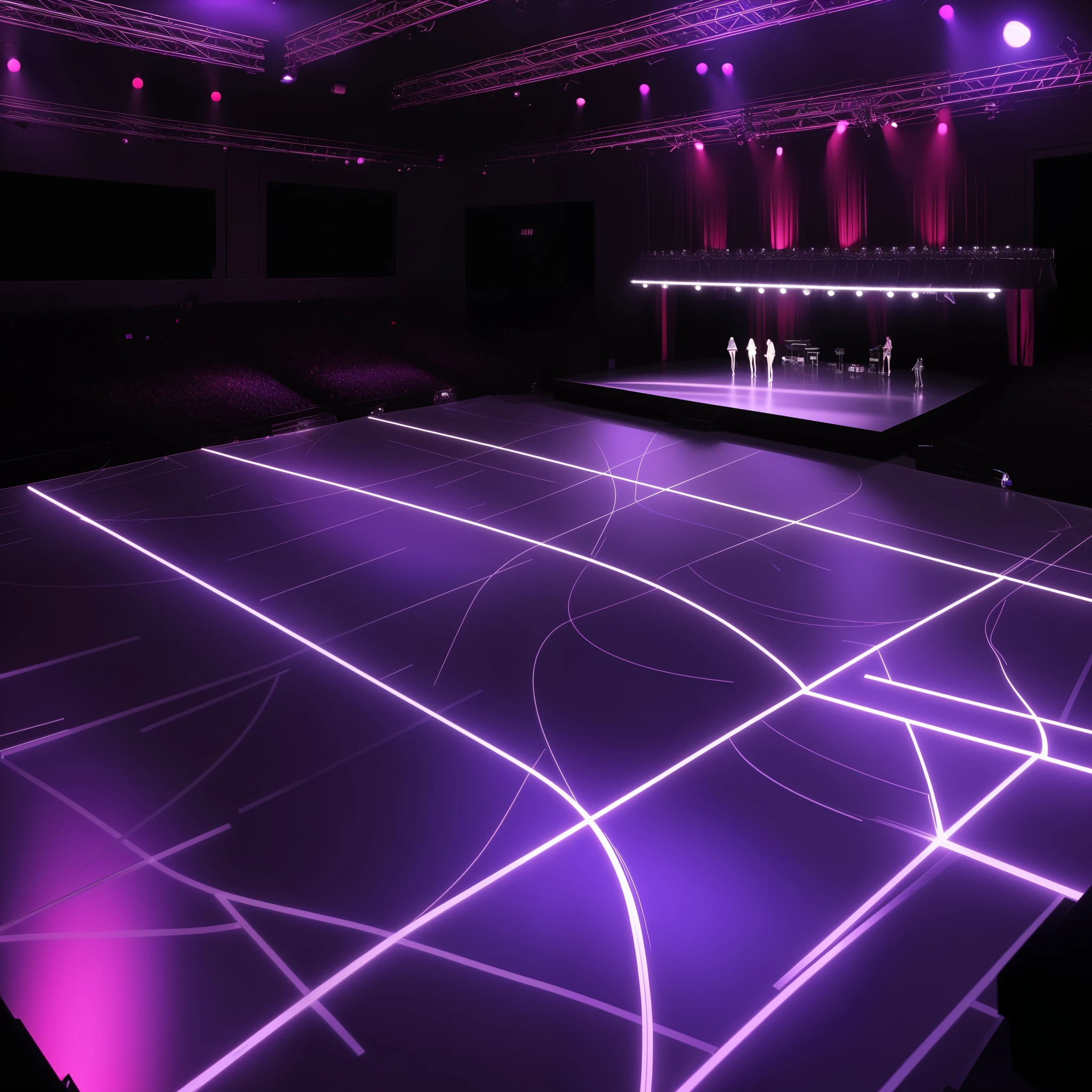 Stage Design,Silver and pink,Dance Hall,Large Disco,High-end atmosphere,Technology,International fashion style,Advanced light perception,Clear lines,High-definition realism,high resolution,Panorama