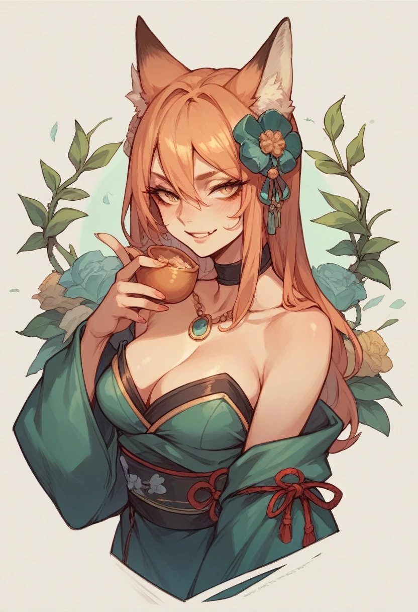 1girl, Best quality, masterpiece, cowboy shot, orange hair, green eyes, tight cloth, qipao