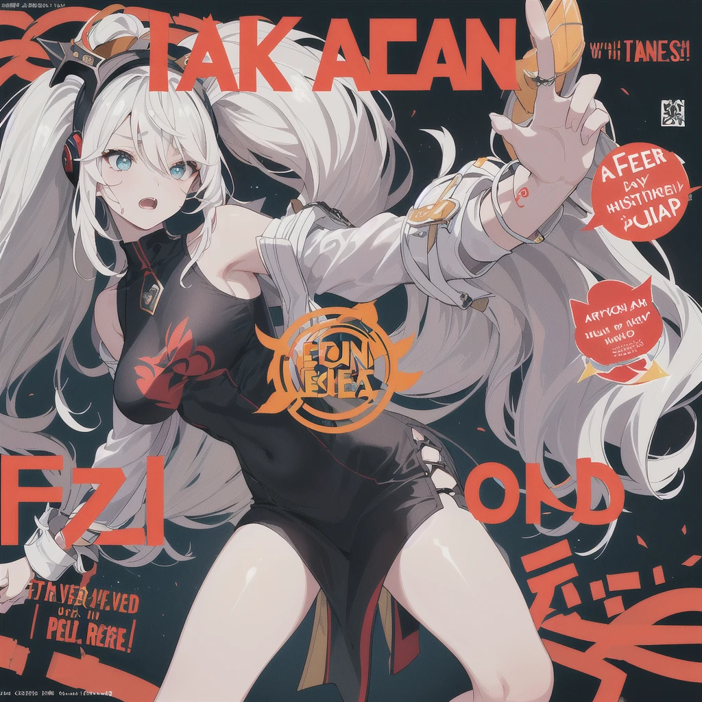 ((((dramatic))), (((Grainy))), (((intense))) film poster featuring a young platinum white hair woman as the central character. She stands have confidencely in the center of the poster, wearing a stylish and edgy Harajuku-inspired hip hop Costume, with a determined Performance on her face. The background is aesthetic atmospheric dark and Grainy, With danger and tension. The article is bold and to attract attention, with a Catchy tagline that adds to the overall feeling of drama and excitement. The color palette is mainly dark with splashes of Vibrant neon colors, giving the poster a dynamic and visually impressive appearance,tachi-e (magazine:1.3), (cover-style:1.3), fashionable, woman, Vibrant, Costume, Sexy seductive poses, front, colorful, dynamic, background, element, have confidence, Performance, Holding, statement, accessories, Majestic, Coiled, The surrounding area, touch, scene, article, cover, bold, to attract attention, title, stylish, font, Catchy, Heading, big, impressive, Modern, trend, concentrated, fashion,