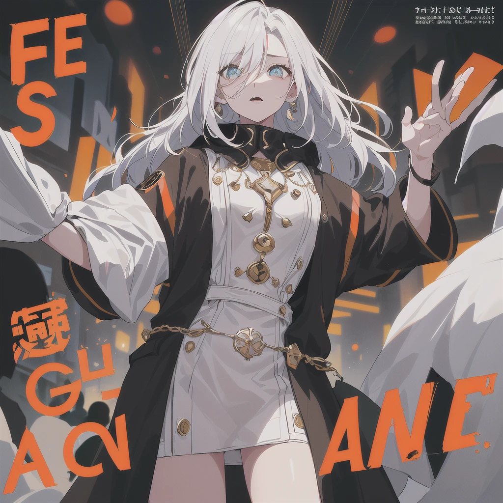 ((((dramatic))), (((Grainy))), (((intense))) film poster featuring a young platinum white hair woman as the central character. She stands have confidencely in the center of the poster, wearing a stylish and edgy Harajuku-inspired hip hop Costume, with a determined Performance on her face. The background is aesthetic atmospheric dark and Grainy, With danger and tension. The article is bold and to attract attention, with a Catchy tagline that adds to the overall feeling of drama and excitement. The color palette is mainly dark with splashes of Vibrant neon colors, giving the poster a dynamic and visually impressive appearance,tachi-e (magazine:1.3), (cover-style:1.3), fashionable, woman, Vibrant, Costume, Sexy seductive poses, front, colorful, dynamic, background, element, have confidence, Performance, Holding, statement, accessories, Majestic, Coiled, The surrounding area, touch, scene, article, cover, bold, to attract attention, title, stylish, font, Catchy, Heading, big, impressive, Modern, trend, concentrated, fashion,