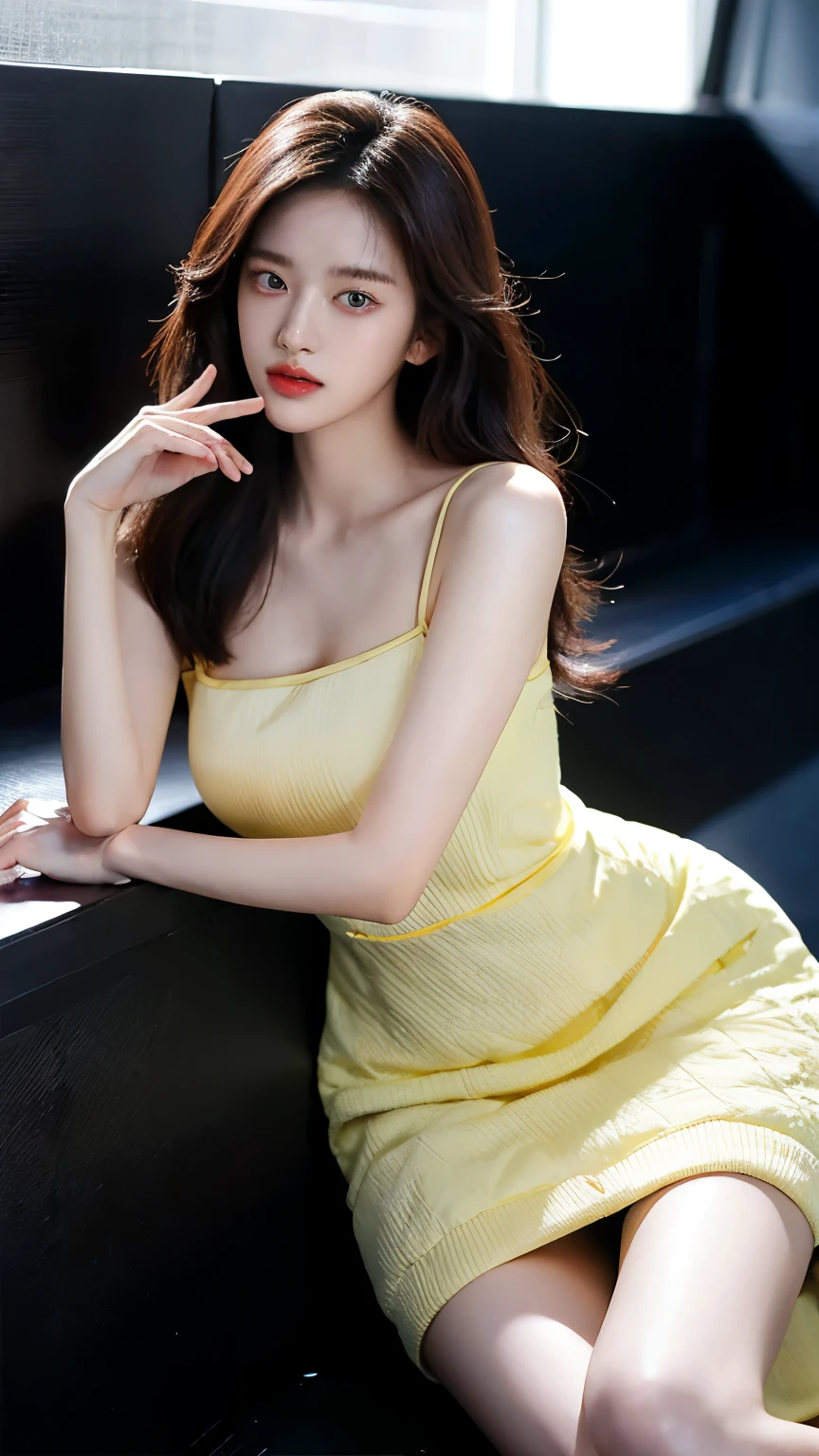 korean model , slim body , 167cm ,Movie Angle,(Cute girls,anatomy correct,Masterpiece dress),( art,Quilted art,geomerty),(plethora of colorest quality,high detal,tmasterpiece,Cinematic lighting effects,4K,Chiaroscuro)