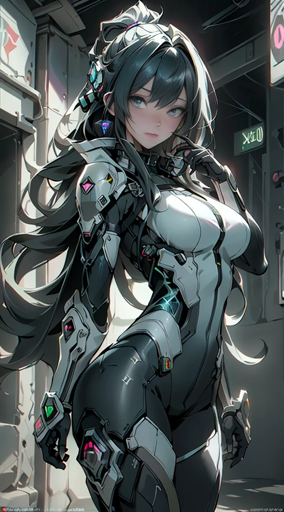 ((Best quality)), ((masterpiece)), (detailed:1.4), 3D, an image of a beautiful cyberpunk female,HDR (High Dynamic Range),Ray Tracing,NVIDIA RTX,Super-Resolution,Unreal 5,Subsurface scattering,PBR Texturing,Post-processing,Anisotropic Filtering,Depth-of-field,Maximum clarity and sharpness,Multi-layered textures,Albedo and Specular maps,Surface shading,Accurate simulation of light-material interaction,Perfect proportions,Octane Render,Two-tone lighting,Wide aperture,Low ISO,White balance,Rule of thirds,8K RAW,