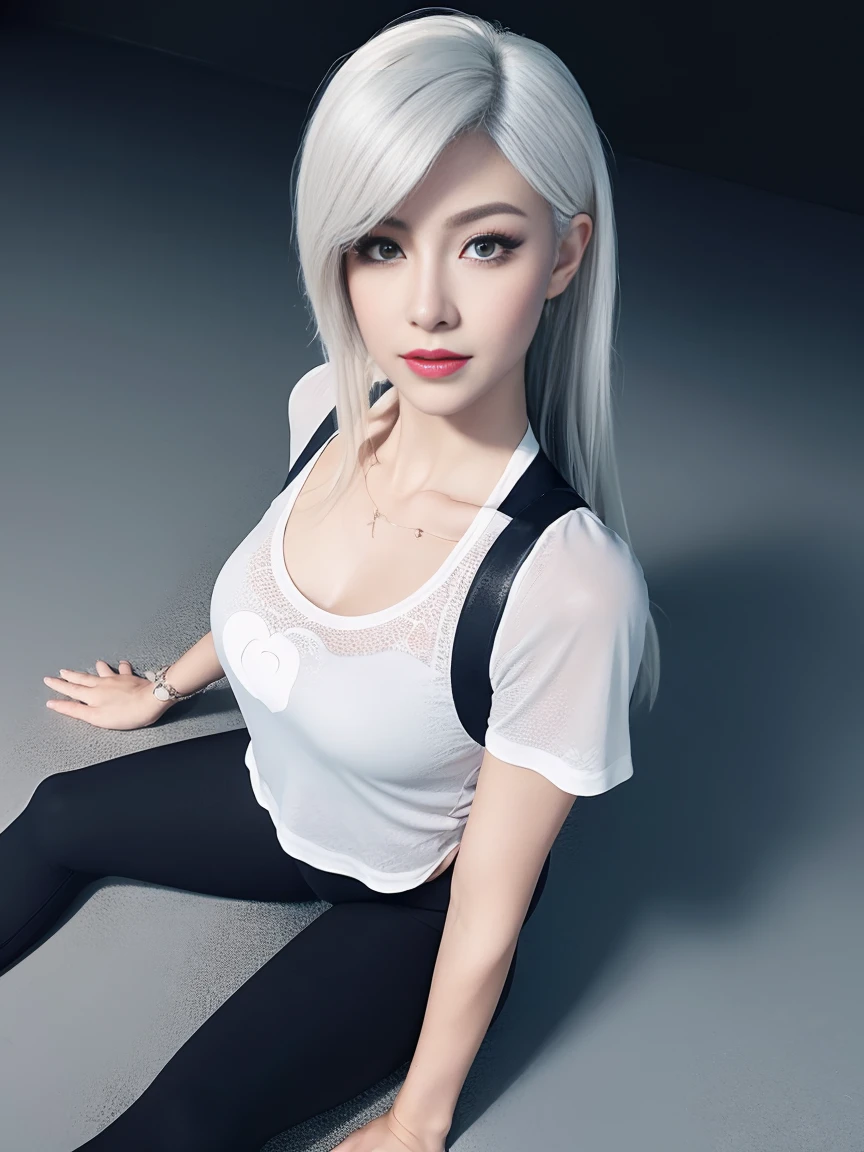 a white hair、Close-up of miss wearing white mask, Beautiful character painting, Guweiz, Gurwitz-style artwork, White-haired god, author:Yang Jie, Epic and beautiful character art, Stunning character art, author:Fan Qi, by Wuzhun Shifan, pixiv Art Street Guviz, Single ponytail, insult, High ponytail, full waist up pose, lace shirt), (Striped )), ((Striped )), Walk, elegant, dignified, upper knees pose,sweet alluring look, Strong sense of detail and layering, Rich and colorful colour, Has a unique texture, rich and colourful, colour, vivid, 16K, Super detailed, {{illustration}}, {Extremely refined}, {Exquisite surface treatment}, Super detailed, Delicate and shining eyes, {{Light}}, Ultimate light effect, model: Realism, CFG size: 12, Laura: Bright texture (1.35), high quality, masterpiece, Exquisite facial features, Delicate hair depiction, masterpiece, best quality, Light line tracing, Extremely detailed CG unified 8k wallpaper, masterpiece, best quality, (1 ultra hot sexy girl), perfect Miss Body, (((tight white t shirt))), beautiful eyes, (Delicate face), Black short hair, Tie your hair up, Light blue hairpin, Black silk frame glasses, in class, (White skin), (Optimal Lighting), (Super intricate details), 4k unity, (Super detailed CG), Showing off her white legs, , Hot pants, shorts,Sexy Long Legs, Thin waist, Sweat is running down my waist, Showing belly, Extremely detailed depiction, pink Hair, Asymmetrical bangs, Transparent clothes, Hands on thighs, Move your eyes away, 8k resolution, Raise an eyebrow, shiny hair, Wristbands, bandage,Leather sexy pose, simple grey background, Climbing towards the audience, sensually sitting pose, underwear,(masterpiece, best quality:1.4), (modern), 1 ultra hot sexy alluring girl, Solitary, leave, SFW, Amazing girlfriend, (permanent installation:1.1), Dynamic poses, (Tight yoga pants, Dark grey yoga pants:1.4),Long blond hair, Sweep bangs, Heart-Shaped Face, Elegant Face