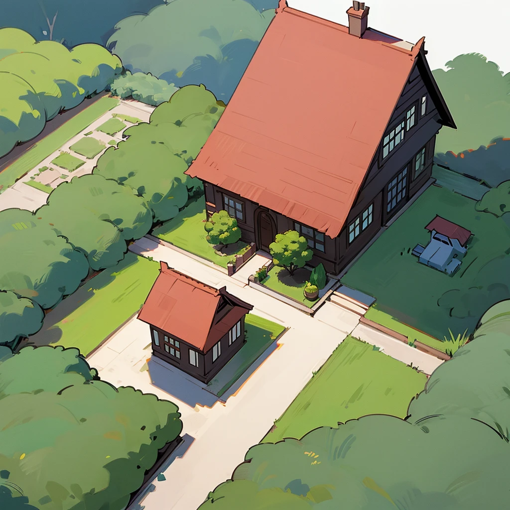 Cartoon house with garden

