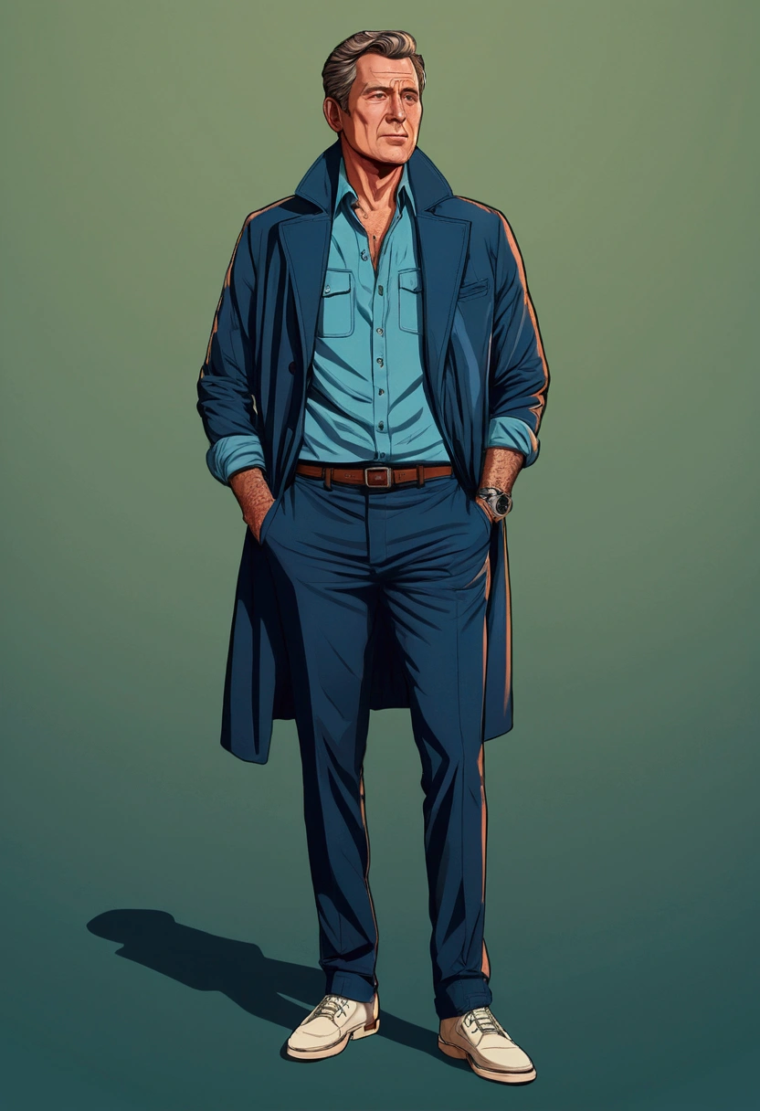 Full body illustration of a man wearing