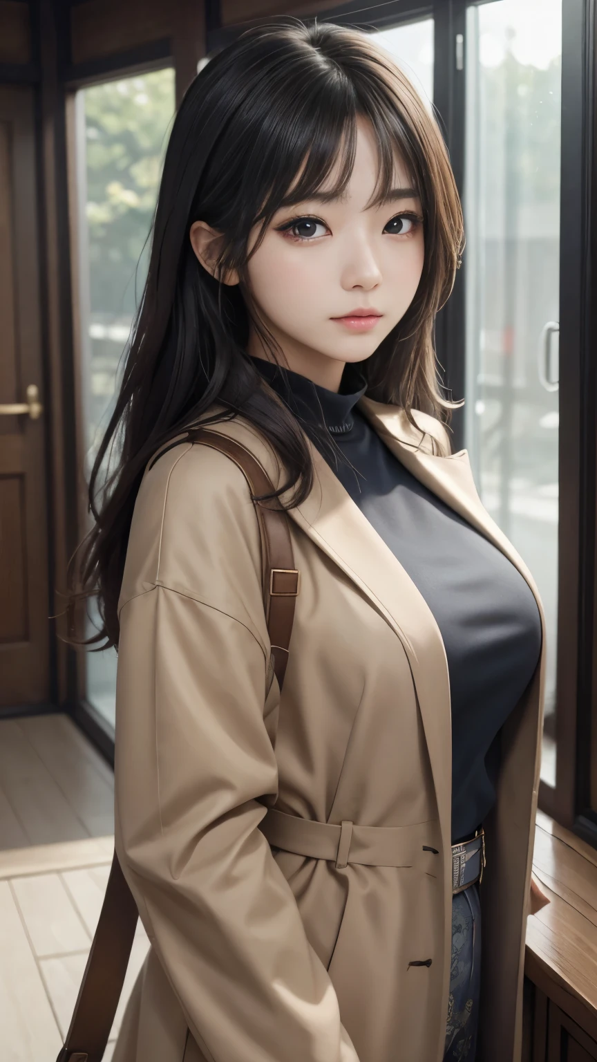 (最高qualityのディテール)、Realistic、8K Ultra HD、High resolution、(One Girl:1.2),(Fatal Beauty,Attractive beauty) ,(A supple and powerful physique),(Sensual charm),(Mysterious charm:1.1),(Captivating silhouette),The 超detailedな、高qualityのテクスチャ、Intricate details、detailed、非常にdetailedなCG、高qualityの影、detailed 美しく繊細な顔、detailed 美しく繊細な目、Written boundary depth、Ray Tracing、20th Generation、Cute K-Pop Girls、(The Face of Ulzan in Korea)、Thin face、(Urzan-6500-v1.1:0.6)、PurerosFace_v1、Glowing Eyes、Perfect body、 Viewer Display、(最高qualityのディテール:1.2)、Realistic、8K Ultra HD、High resolution、Woman close up, realistic girl rendering, 8k artistic german bokeh, Enchanting girl, Real Girls, Gurwitz, Gurwitz-style artwork, Girl Roleplay, Realistic 3D style, cgstation Popular Topics,, 8K Portrait Rendering,(truth,truth:1.4),(Sparkling eyes girl:1.2)、The 超detailedな、高qualityのテクスチャ、Intricate details、detailed、非常にdetailedなCG、高qualityの影、detailed 美しく繊細な顔、detailed 美しく繊細な目、Written boundary depth、Ray Tracing、20th Generation、Cute K-Pop Girls、(The Face of Ulzan in Korea)、Thin face、(Urzan-6500-v1.1:0.6)、cheek、Glossy Lips、、High resolution, Best image quality, 最高quality, Realistic, 超detailedな, Photo Real, 4K 8K Ultra HD Full Color RAW Photos, Fujifilm(Medium format), Hasselblad, Carl Zeiss, Incredible dynamic range photography(utility_art:Smooth-768:1.1),High resolution, High pixel count, 明確なdetailed, Clear images, Natural color reproduction, Noise Reduction, High fidelity, quality, Software Improvements, Upscaling, Optimized Algorithms, Professional-level retouching,
1. Oversized coat:
The coat is、Choose an oversized design that covers from shoulders to knees.。Color is classic navy or black、or warm khaki or beige, wait.、Choose colors that match the season。
2. Knitted sweater or turtleneck:
To protect yourself from the cold、Knitted sweater or turtleneckを選択してください。Match the texture and color of the knit to the coat.。
3. Wide leg pants:
For pants, Choose a wide-leg design、Combines ease of movement and style。Denim in dark tones or black trousers will look good.。
4. Knee-high boots:
What is included in an oversized coat、足首からふくらはぎまでカバーするKnee-high bootsとの組み合わせ。Boots are black or dark brown and chic.、Gives a stylish impression。
5. accessories:
シンプルなゴールドまたはシルバーのaccessoriesを選択してください、Add elegance to your outfit。for example、Long necklaces and large earrings are recommended.。
6. Handbags:
Handbags、Choose a color that matches the tone of your outfit.。Shoulder bags and tote bags are convenient and stylish。
7. Compensateと髪型:
Compensate, Choose natural colors that flatter your skin。Wavy Hair、By creating loose curls、Appeal to softness。