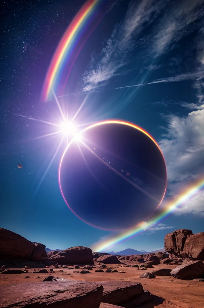 Phantoms on exotic planets, Bright rainbows and planets with rings in the sky