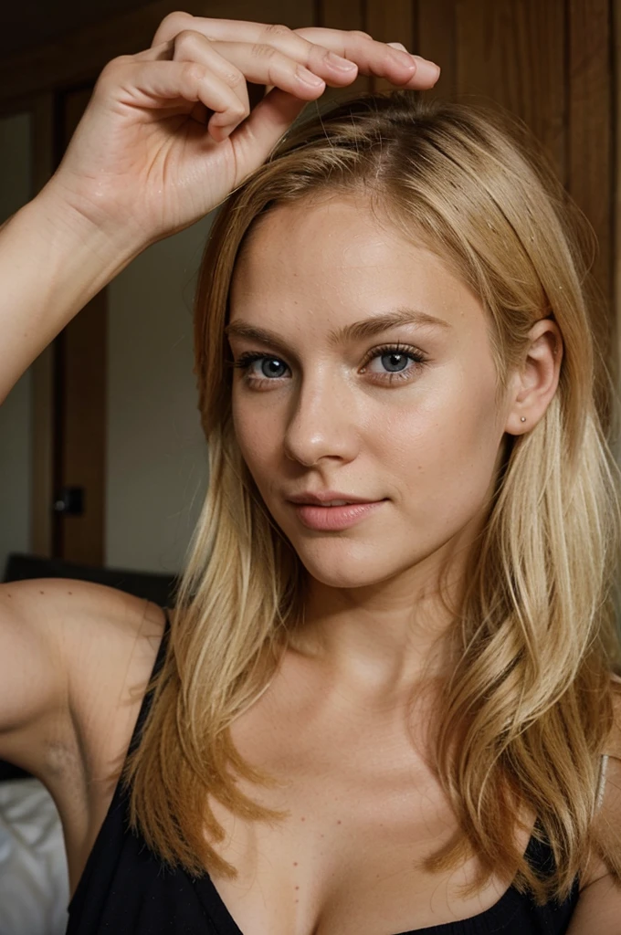 selfie photograph, blonde swedish girl