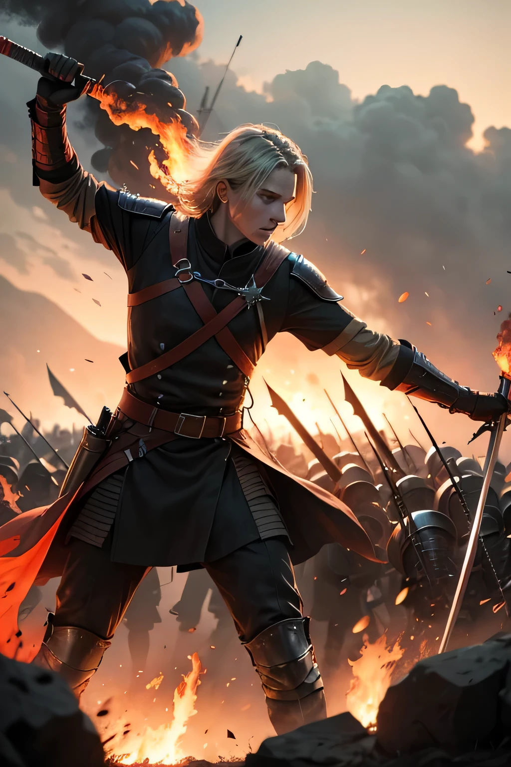 acient battlefield fire and swords