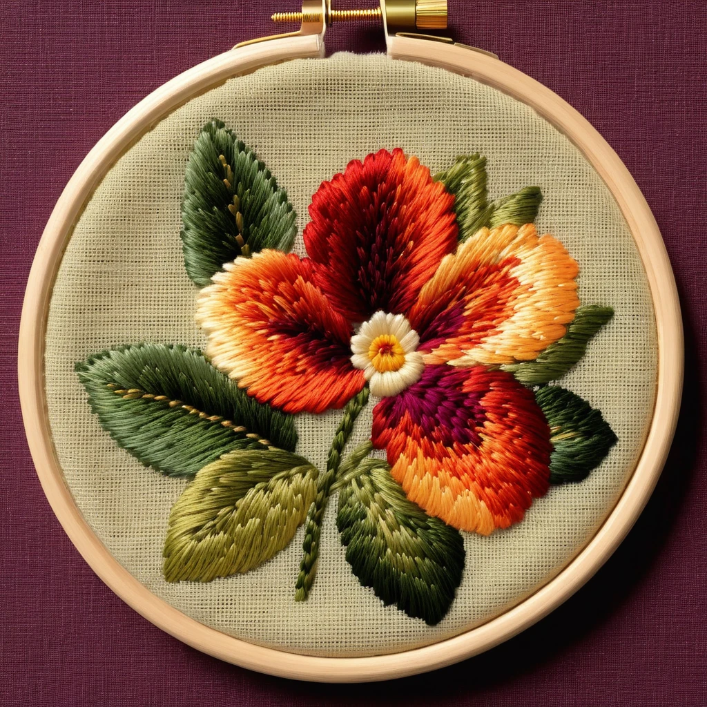 a photo of Needlepoint - 8k, very simple, flower