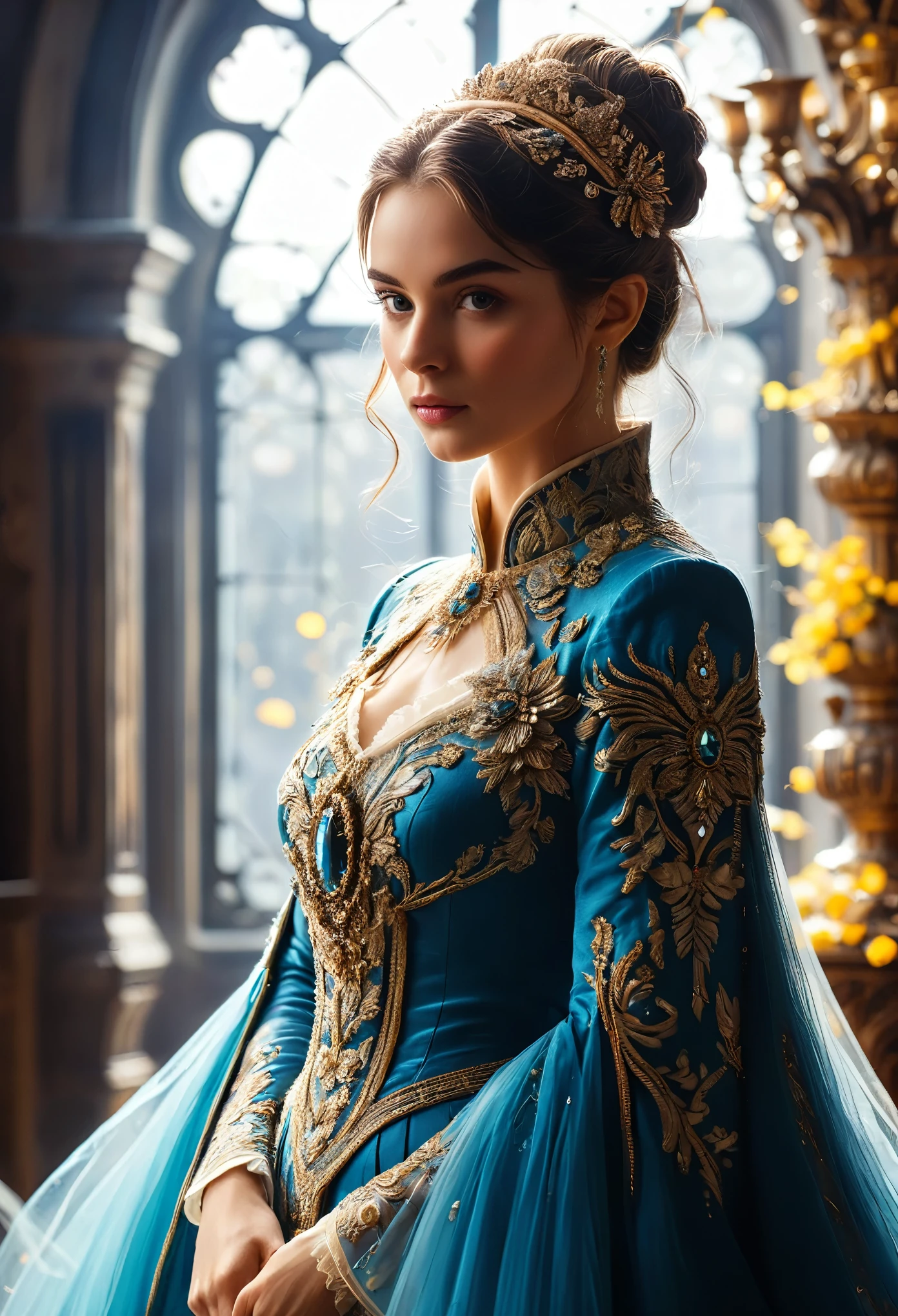 A handsome woman wearing a mage's robe, (detailed portrait of Audrey Hepburn as an Icemancer:0.5), fantasy art by Seb McKinnon, intricate magical details, trending on ArtStation, magical environment, cinematic lighting, rich saturated colors, dramatic pose