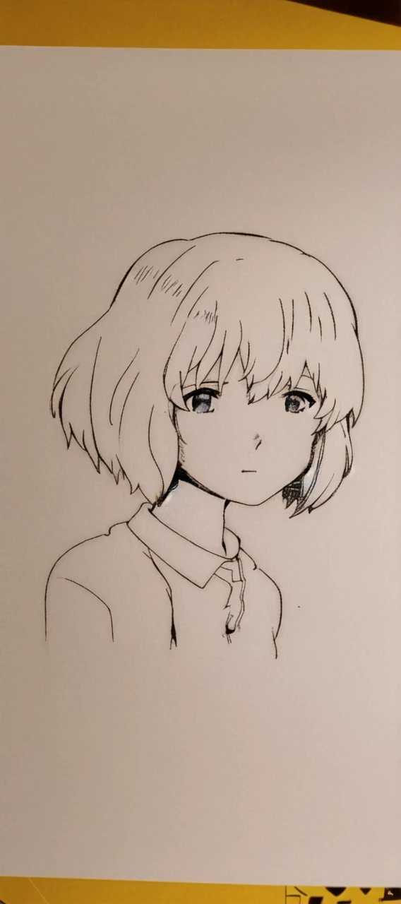 A cute anime girl with light yellow hair, sitting in a JK uniform, warm lighting, blurred foreground, 4k, masterpiece