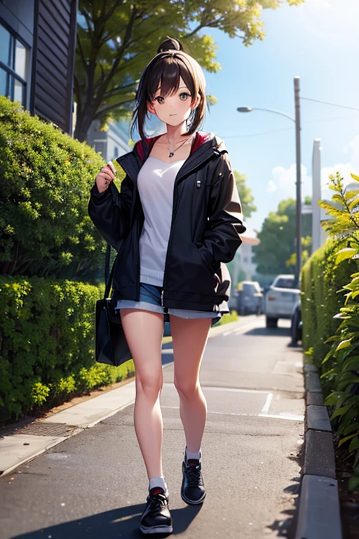 Relaxed girl walking