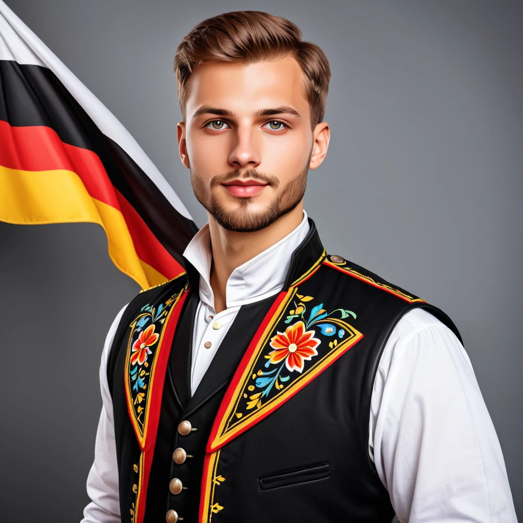 man in germany folk outfit, vector graphics, strong contours
