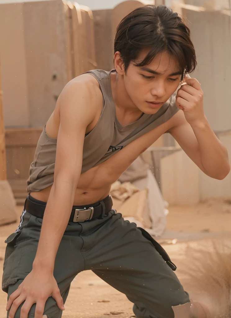 Man lifts his shirt