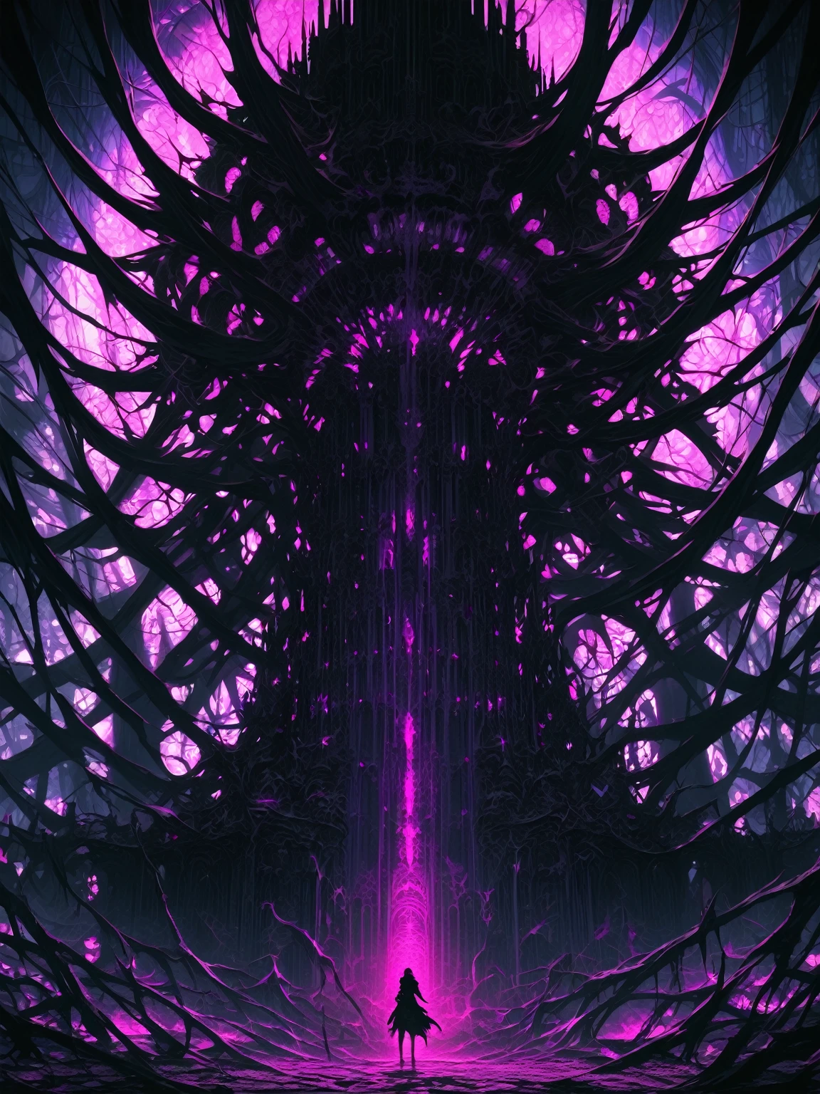 (masterpiece), (ultra detailed), (nightmare), (UHD, HDR), (8k), (highres:1.2), (intricate and beautiful:1.2), (dramatic lighting:1.2)
Talk and big Tower of nightmare - With blood-red accents and purple details, A clean black lawn in the background