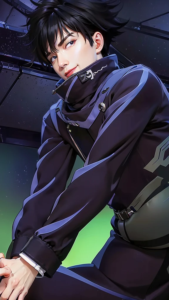 masculine male, masterpiece, ((perfect eyes)) best quality, (semirealism:1.9), beautiful lighting, (extremely detailed CG unity 4k fhd wallpaper), High Detail, Sharp focus, dramatic outdoors, 1 boy ,19 years old, white hair, light purpel eyes, smile.