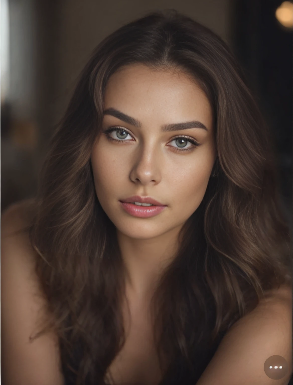Belle brune portant un pull beige clair (Nail care in a modern beauty salon), Very detailed, 21 ans, visage innocent, natural wavy hair, yeux bleus, High resolution, Masterpiece, Best quality, Intricate details, highly detailed, mise au point nette, detailed skin, realistic skin texture, texture, detailled eyes, professionnel, 4K, sourire charmant, filmed on Canon, 85 mm, faible profondeur de champ, Couleur Kodak Vision, perfect fit body, Extremely detailed, photographier_\(ultra\), photoreallistic, Realstic, Post-traitement, maximum details, roughness, real life, ultra realist, photorealism, photographie, 8K UHD, photographie, Travail, bureau