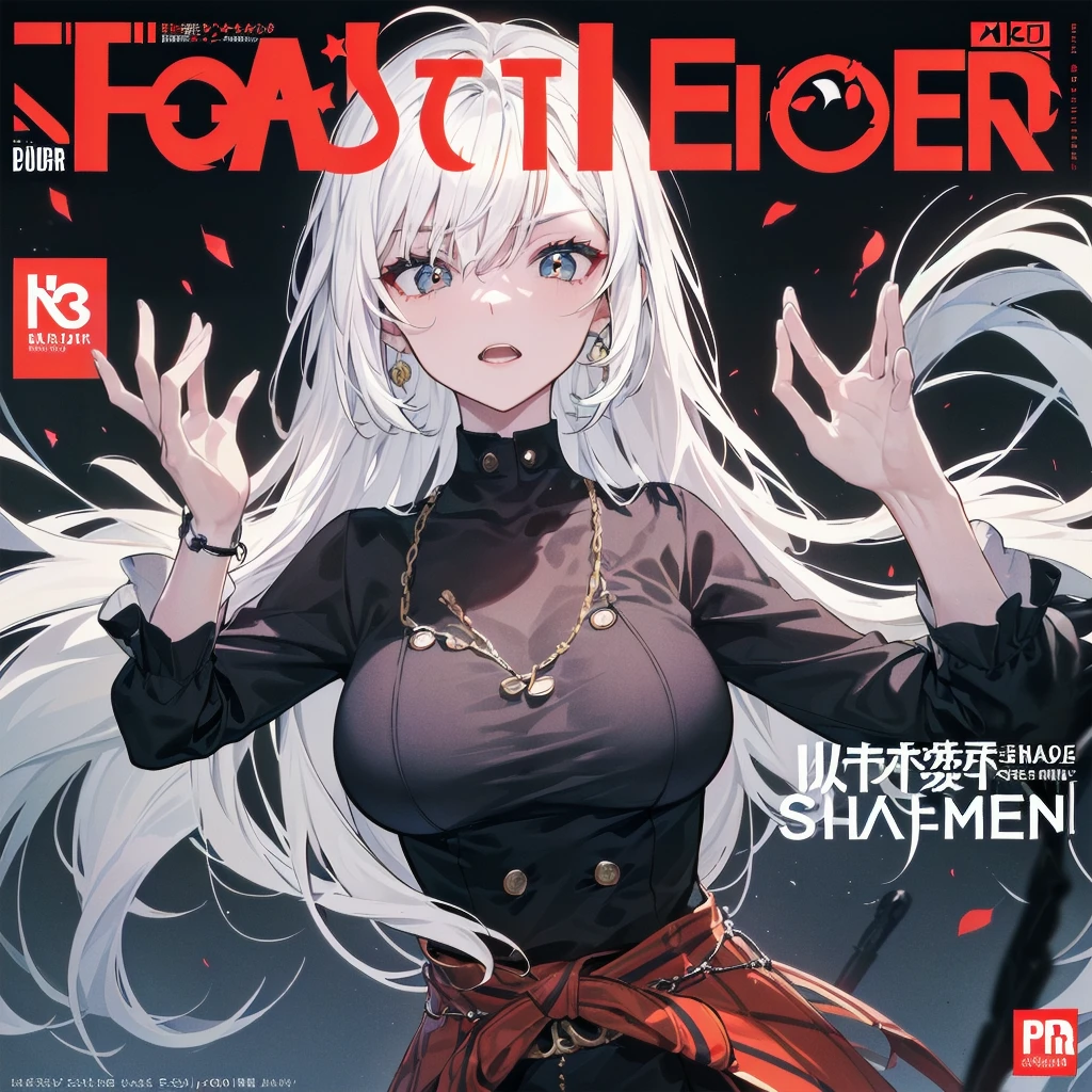 ((((dramatic))), (((Grainy))), (((intense))) film poster featuring a young platinum white hair woman as the central character. She stands have confidencely in the center of the poster, wearing a stylish and edgy Harajuku-inspired hip hop Costume, with a determined Performance on her face. The background is aesthetic atmospheric dark and Grainy, With danger and tension. The article is bold and to attract attention, with a Catchy tagline that adds to the overall feeling of drama and excitement. The color palette is mainly dark with splashes of Vibrant neon colors, giving the poster a dynamic and visually impressive appearance,tachi-e
(magazine:1.3), (cover-style:1.3), fashionable, woman, Vibrant, Costume, Sexy seductive poses, front, colorful, dynamic, background, element, have confidence, Performance, Holding, statement, accessories, Majestic, Coiled, The surrounding area, touch, scene, article, cover, bold, to attract attention, title, stylish, font, Catchy, Heading, big, impressive, Modern, trend, concentrated, fashion,
