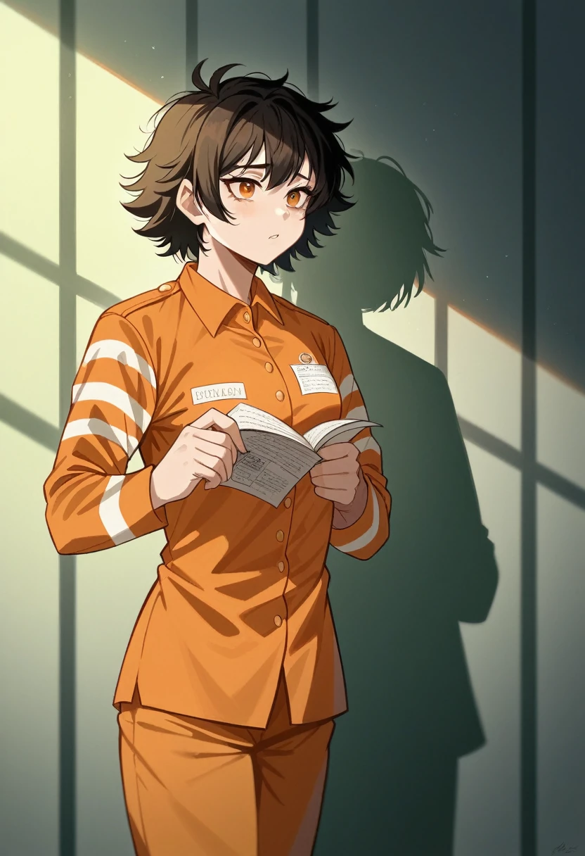 ((真实感)), extremely high qualiy RAW photograph, detailed back ground, intricate, Messy hair, Exquisite details and textures, highy detailed, Photo of (Allison Mack) in a prison cell, (wearing orange prison clothes:1.3), Looking away from the camera, ultra detailed photography, warm lighting, art station, 4K, sharp focus, high resolution, skin detailed, detailedeyes, 8k hd, dslr, low and strong lighting, high qualiy, film grain, Fujifilm XT3, Grieving:1.3