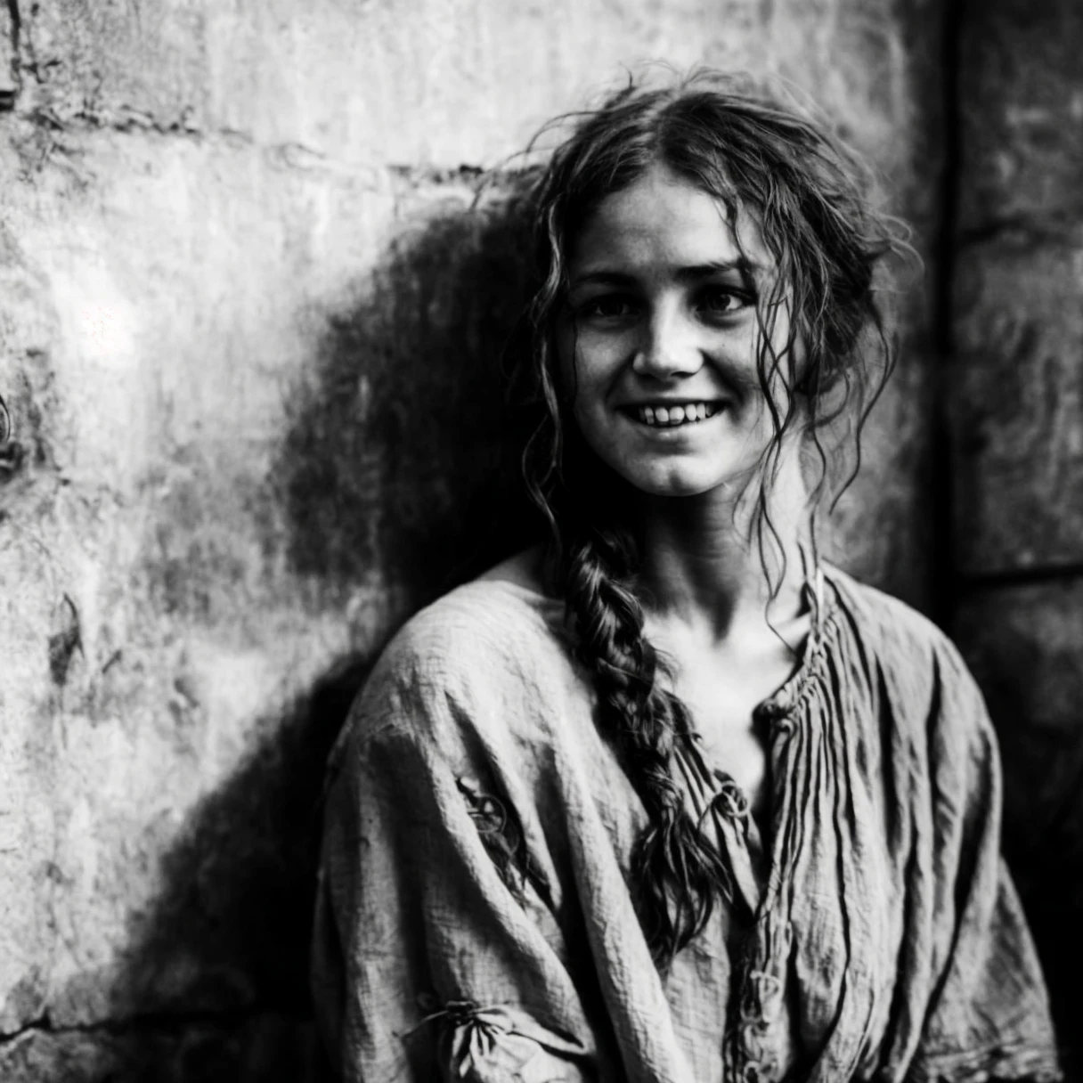 Serfdom in Russia 19th century Russian peasant serf girls dressed in peasant homespun canvas shirts and peasant sundresses , barefoot , sweaty hair braided, tanned, beautiful but unhappy, tired of corvee