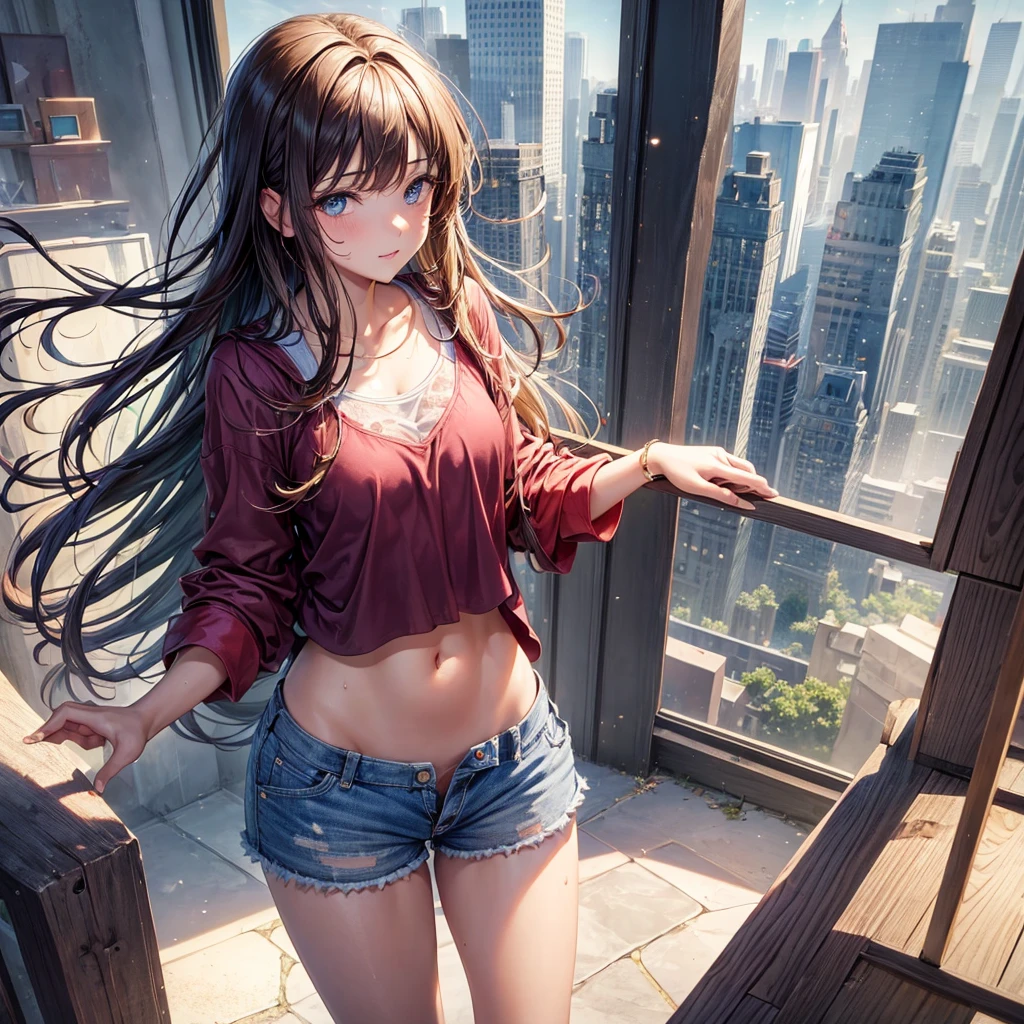 ((Best quality)), ((masterpiece)),
View of wet transparent short shorts with vagina