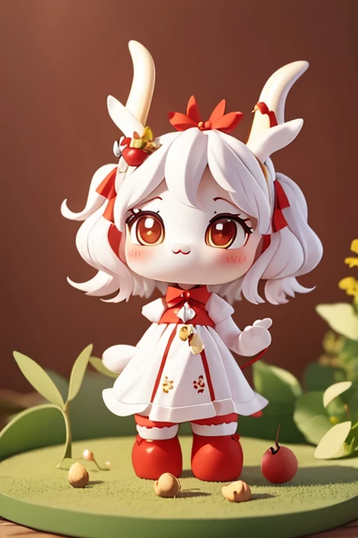 anthropomorphic deer, super cute and friendly, Nose Red, lindo anthropomorphic deer de pelúcia fumo, short horns, Stuffed animal, cute horns