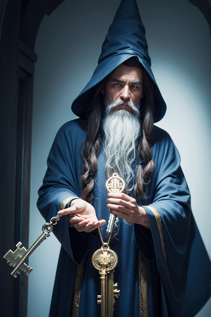 Wizard holding a key