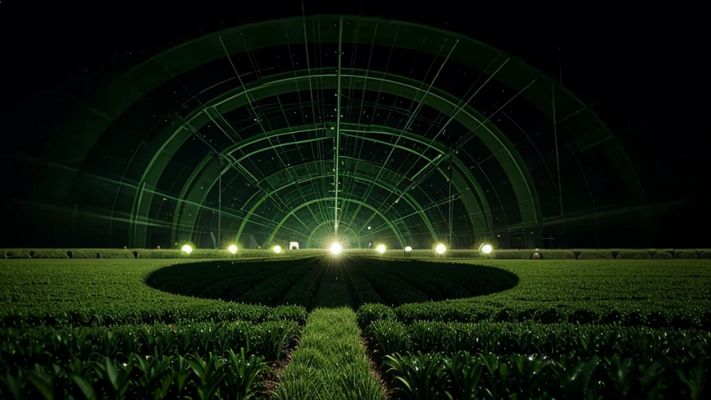 Green crops with alien circles and lines