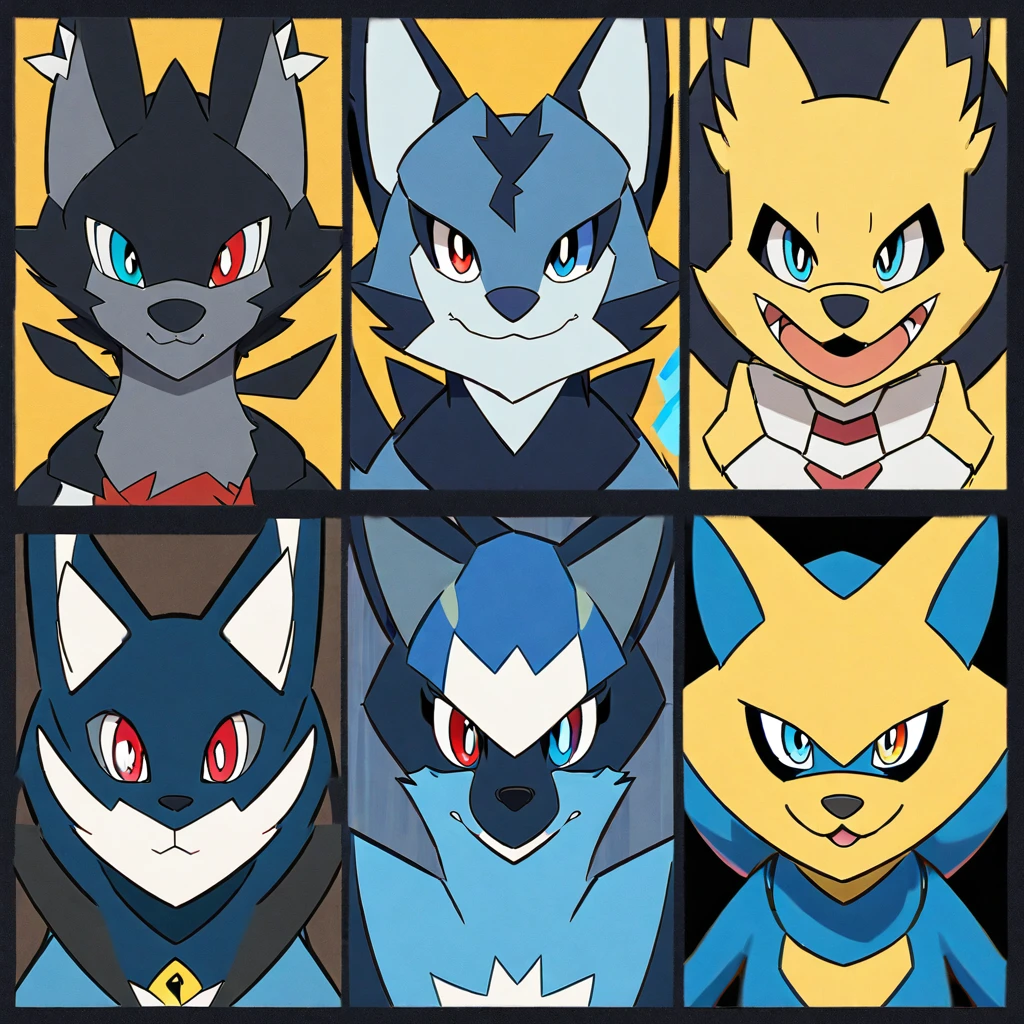 there is a drawing of a very cute looking pokemon type creature, portrait of zeraora, illustration pokemon, lucario, renamon, koda kazuma, pokemon art style, style of pokemon, great character design, conceptual mystery pokemon, an anthro wolf, portrait of lucario, full body concept, an anthropomorphic wolf
