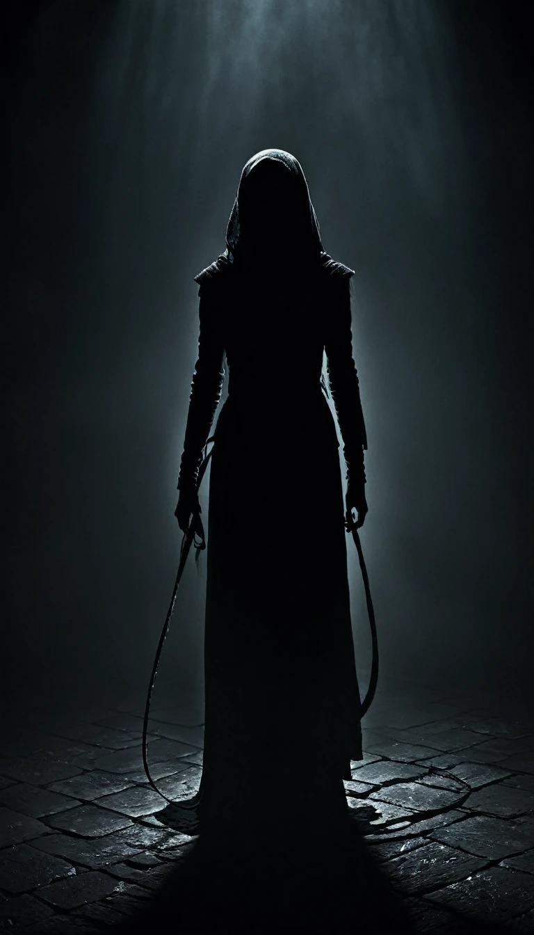 She stared into the void where shadows whispered old betrayals. The weight of countless fears pressed down, unrelenting. She stood, a fragile figure against the darkness, knowing the struggle was futile, a mere flicker in the endless night.