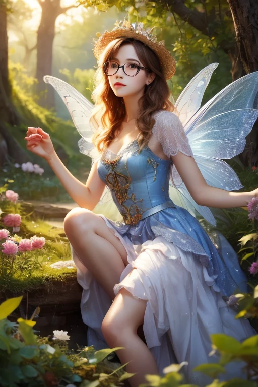 Highest quality、masterpiece、High sensitivity、High resolution、Detailed Description、Slender women、Glasses、fairy tale、Feather