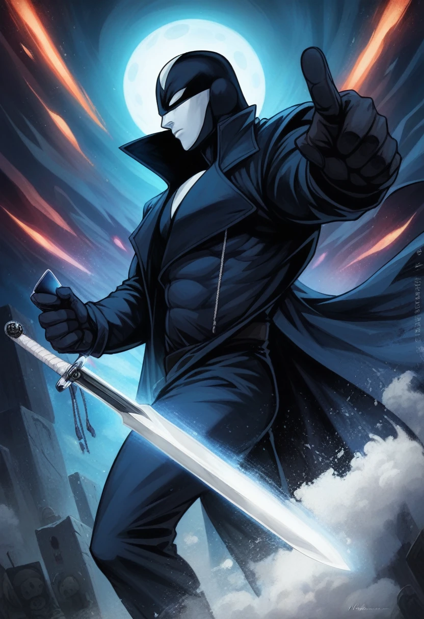 a close-up of a person holding a sword in a dark room, high-quality, crisp artwork, hq 4k phone wallpaper, joe gb fenton, high definition art, mobile wallpaper, moon knight, amazing wallpaper, profile photo 1024px, complete art, mystical ninja, vergilio, movie poster character, main art, offcial art, dark supervillain, phone wallpaper