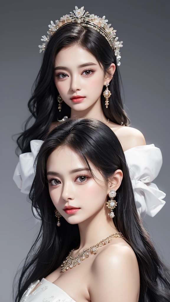 "In the style of an oil painting, a woman with exquisite facial features and an incomparable sense of style. Her thick coating of paint adds depth and dimension to her stunning beauty, while her long black hair cascades down her waist in a mesmerizing fashion. Her long eyelashes and dark brown pupil eyes draw you in, while her perfectly applied lip balm adds a touch of elegance. Each strand of hair is carefully rendered, creating a beautiful and unique piece of art that captures the essence of true beauty."