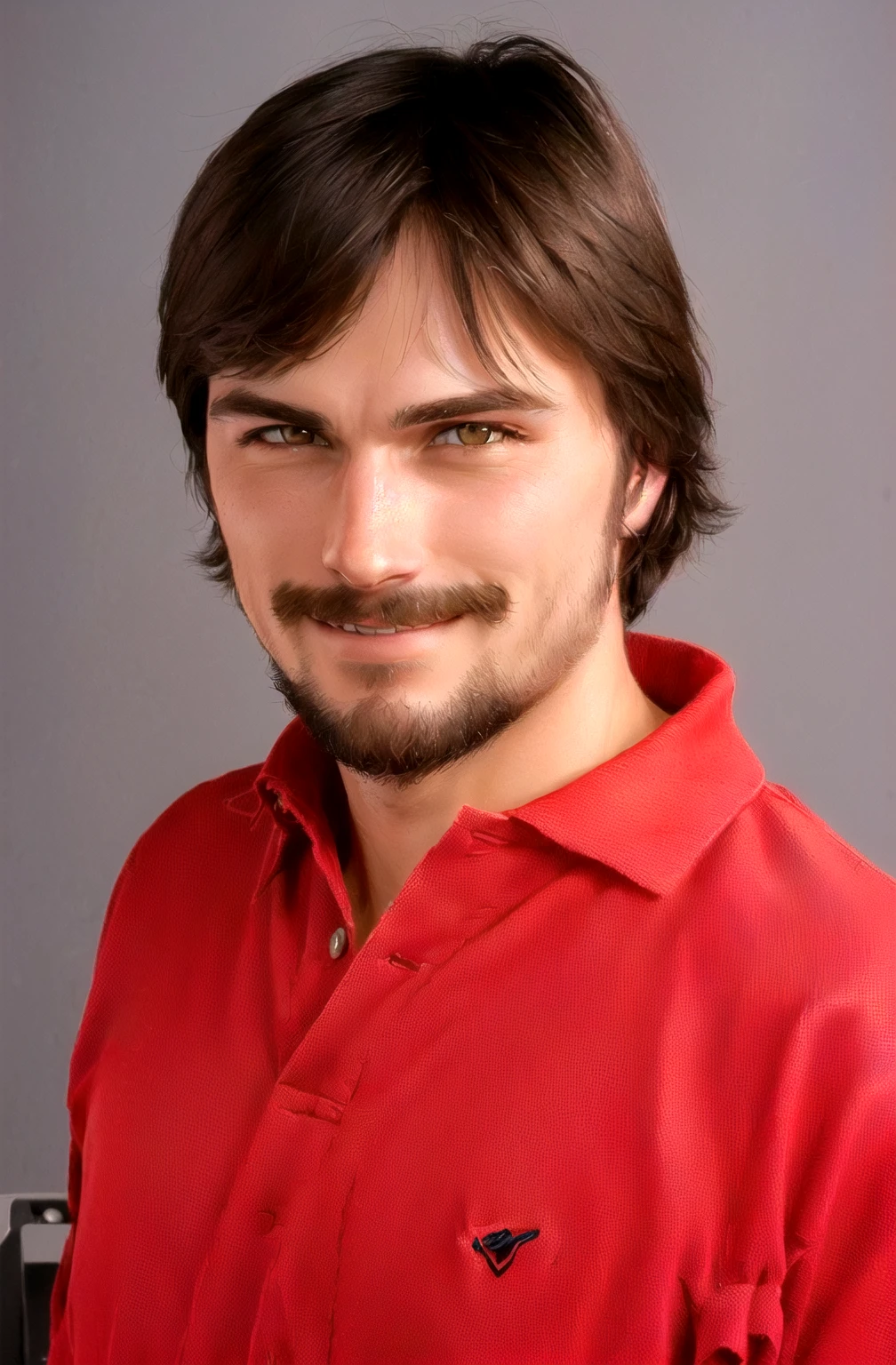 (a yankee MAN), he's European, dark hair, brown eyes, (eyes turned to look at the camera), swedish, as a character in Out Run 2, of SEGA, 3D CG from the 2000s, Wolf, 2k, 2 k, (( happy curious face)), realistic, render of rich braggart man, elegant shirt. fighting game character, , bright clean face, black goatee, from devil may cry, cunning wide open eyes, smirk, he knows he's the best