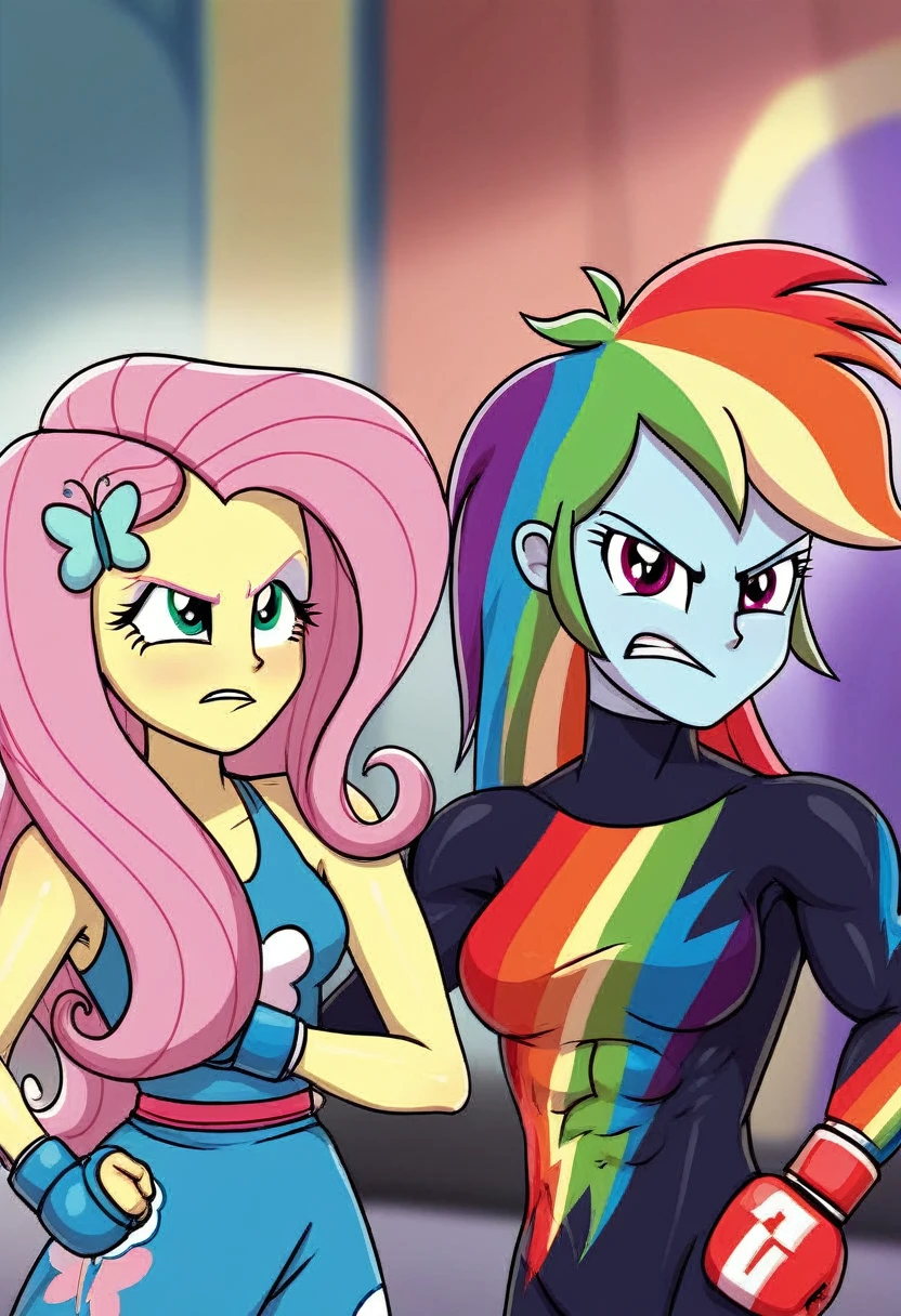 Eqg rainbow dash  bodystocking  boxing angry fluttershy 