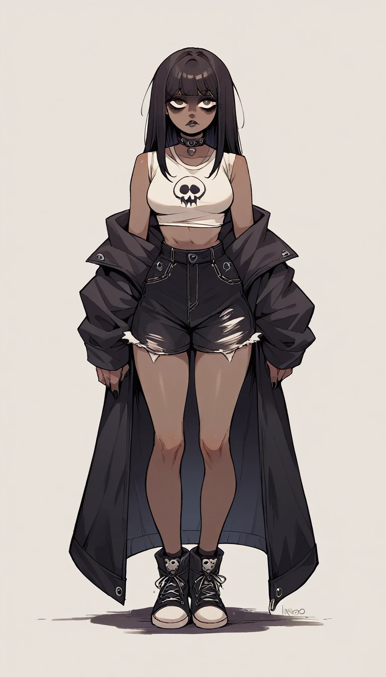 Goth Noir (nod) Full body black skin wearing a goth outfit