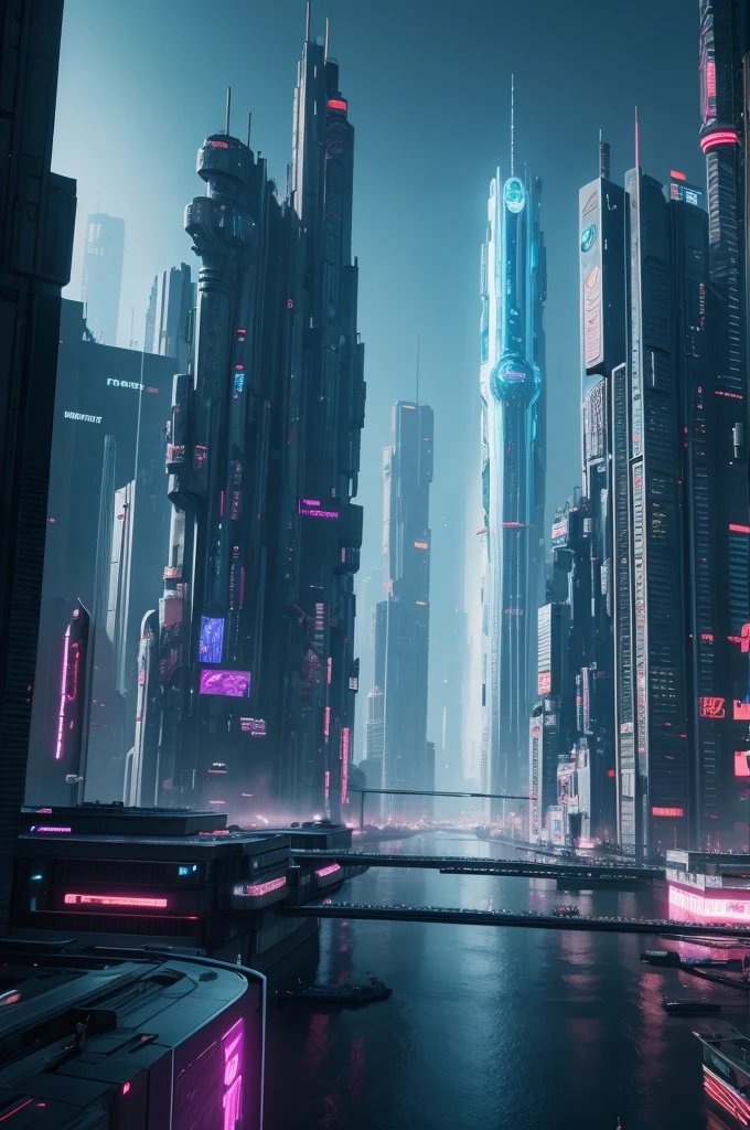 Realistic cyberpunk futuristic city