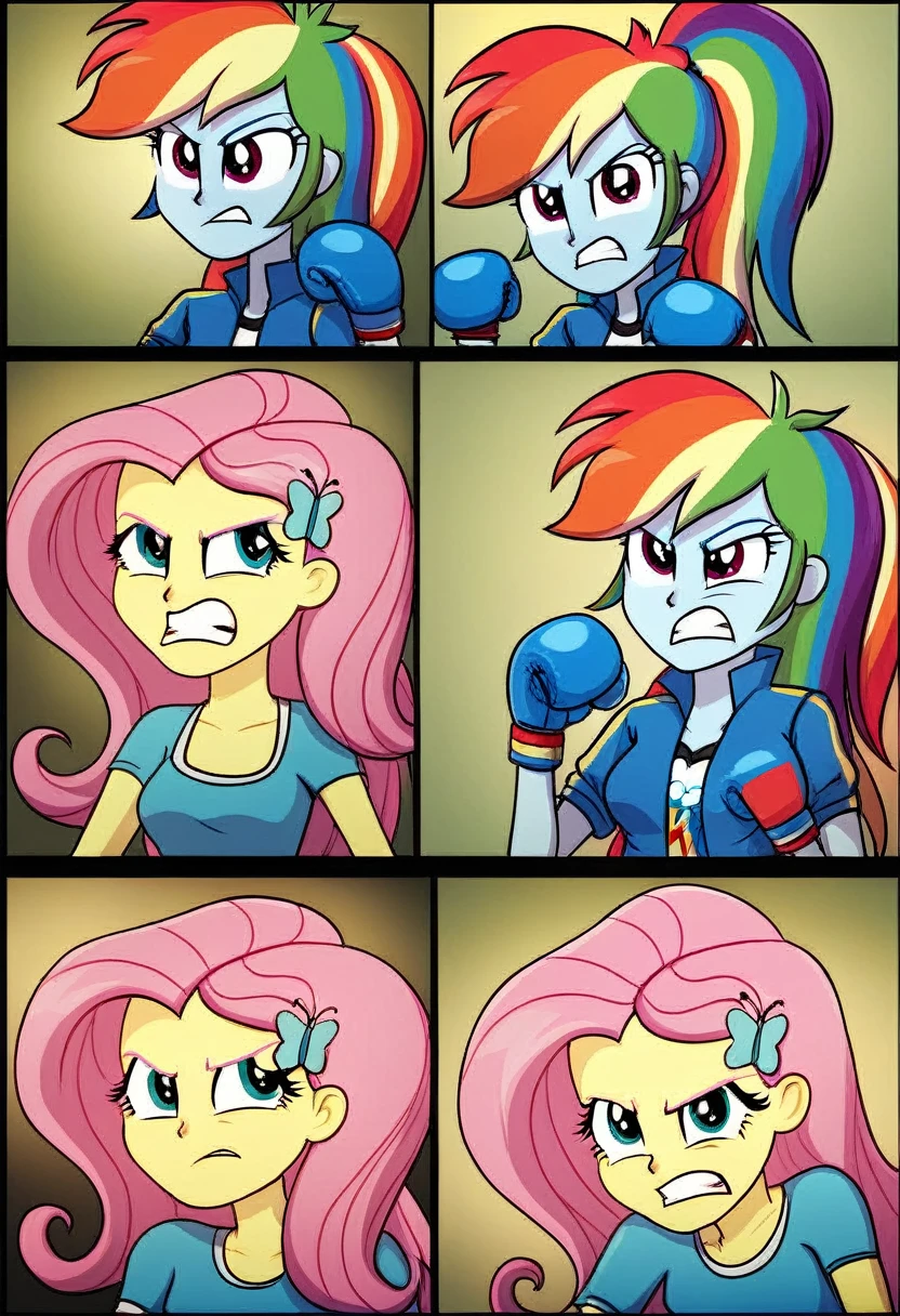 Eqg rainbow dash bodystocking boxing angry fluttershy . Comic