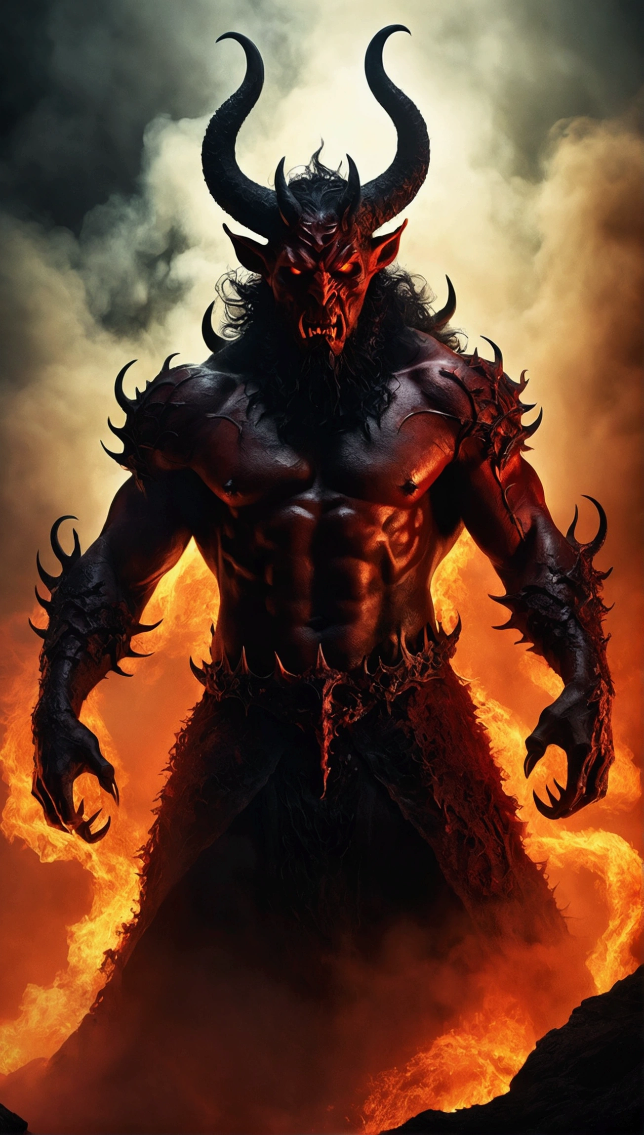 The prompt for this image would be:
"The devil king Satan in Hell, surrounded by mist, (best quality, highres, realistic:1.37), ultra-detailed, professional, dark and fiery, intense shadows, glowing eyes, demonic appearance, intricate details, eerie atmosphere, hellish landscape, sulfuric smoke, blazing inferno, haunting silhouette, surreal and dramatic, malevolent aura, vibrant colors, epic and majestic."
Remember to keep the prompt within the length and tag limitations, and ensure that the tags are ordered by importance. Feel free to add or modify any details to make the prompt more suitable for generating a high-quality image.