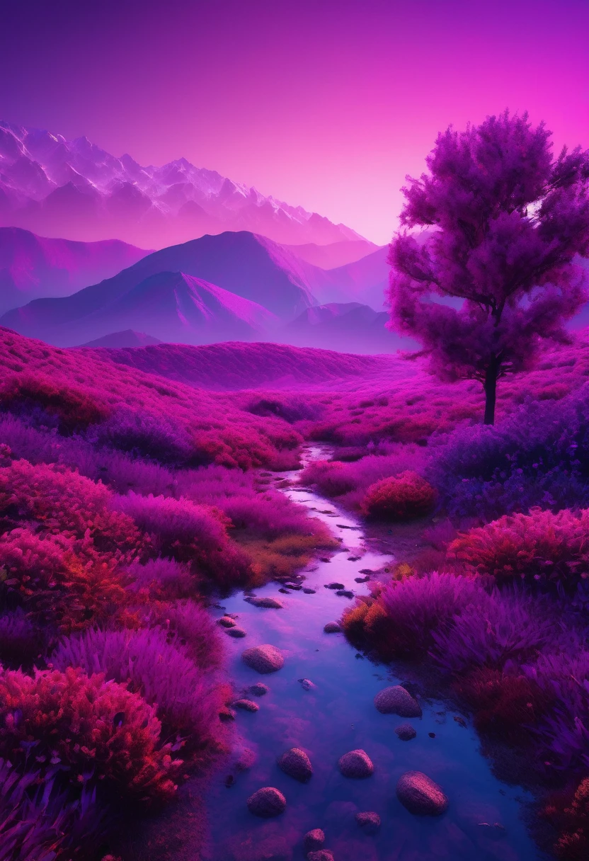 purple aesthetic landscape, 8k, masterpiece,