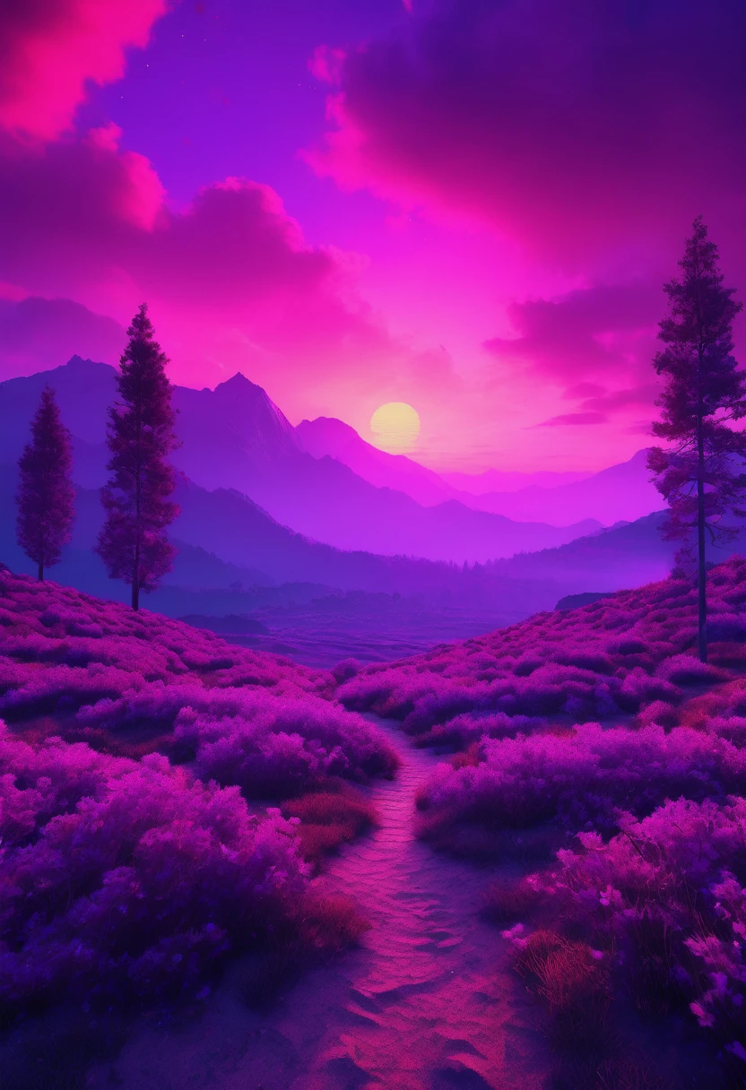 purple aesthetic landscape, 8k, masterpiece,