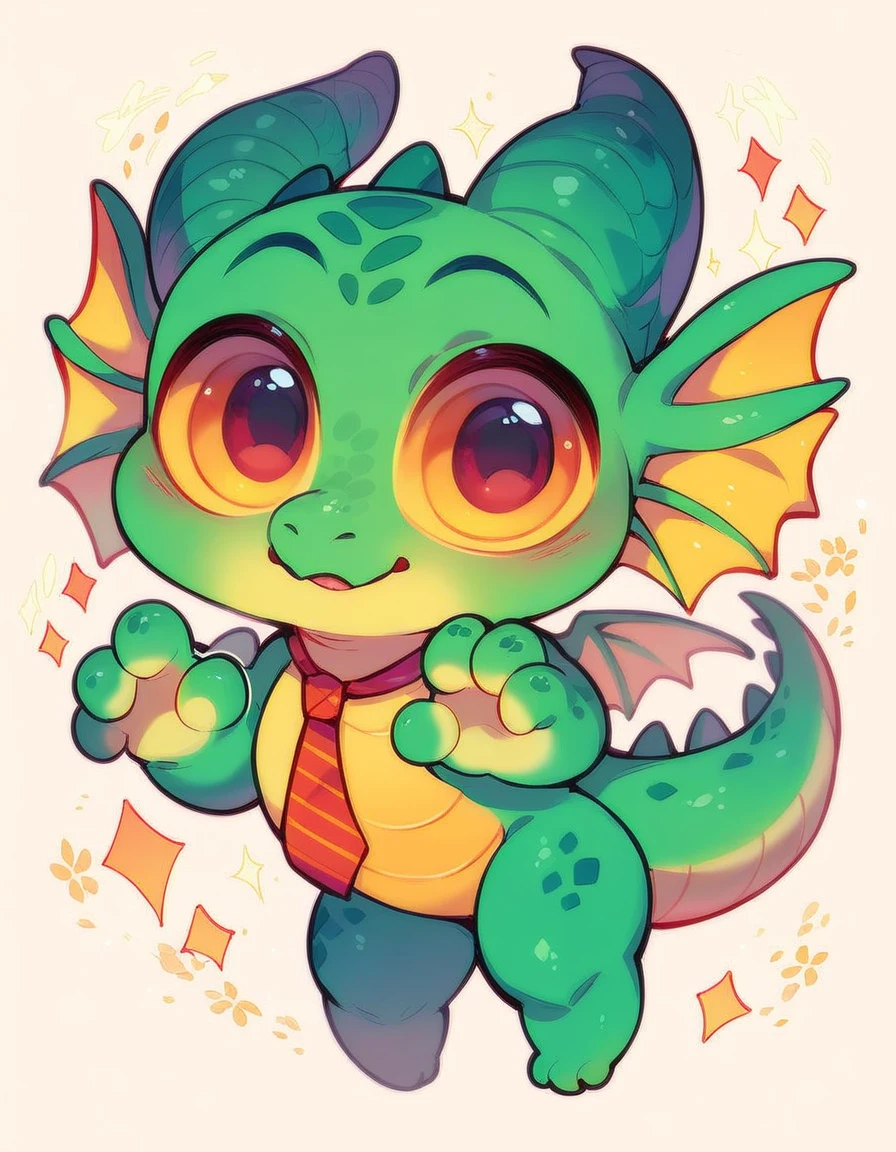 cute expression, high quality, (dragon), (cute little European Dragon:1.5), (cartoon:1.3),(chibi:1.2),(pixar style:1.2),(cute expression:1.1),(big eyes:1.1), ((((red with yellowish colors)))), he wears a gold tie, (((cute pose))), white background, full body, very cute