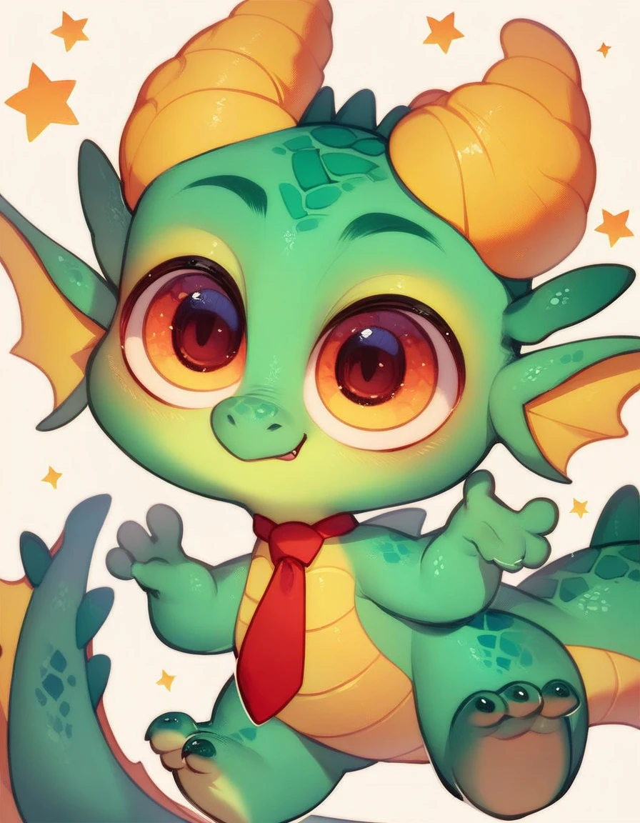 cute expression, high quality, (dragon), (cute little European Dragon:1.5), (cartoon:1.3),(chibi:1.2),(pixar style:1.2),(cute expression:1.1),(big eyes:1.1), ((((red with yellowish colors)))), he wears a gold tie, (((cute pose))), white background, full body, very cute, no ears, no horns, 