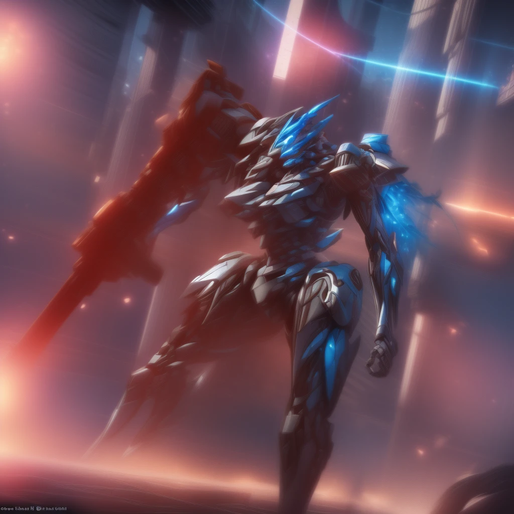 (Obra de arte, melhor qualidade:1.5).Mech branco e azul com detalhes dourados, médio, segurando uma sniper azul grande. Extremely detaild, 8K, HDR, natural light, cinematic lighting, masterpiece-anatomy-perfect, Ultra HD, (Battlefield:1.5), RAW photo, metallic, professional, ultra-fine painting, perfect body proportions, anatomically correct, uhd, real texture material, Anti-Aliasing, FKAA, TXAA, SSAO, Post Processing, Post Production, Tone Mapping, CGI, VFX, SFX, Hyper maximalist, Volumetric, ultra photorealultra-detailed intricate details.