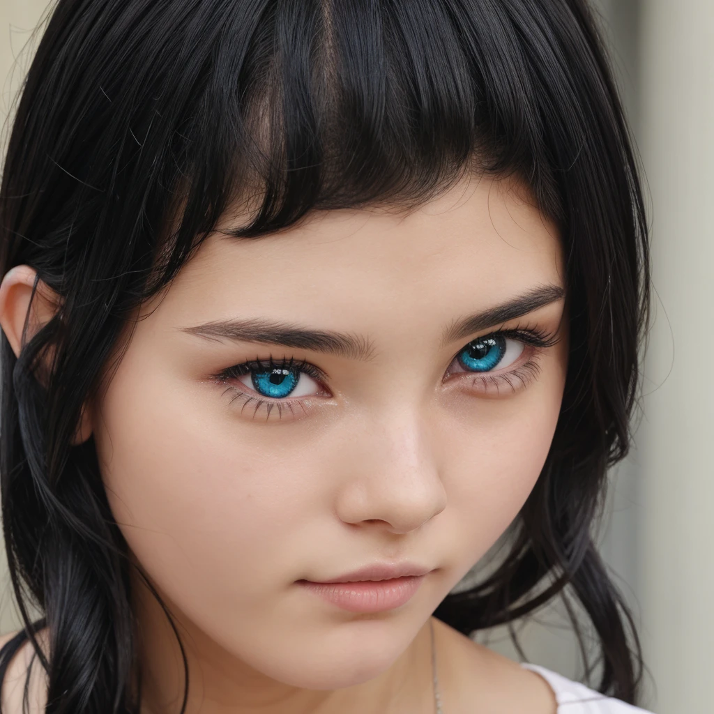 A lolicon with heterochromia and black hairs