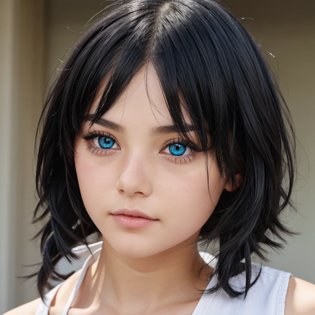 A lolicon with heterochromia and black hairs