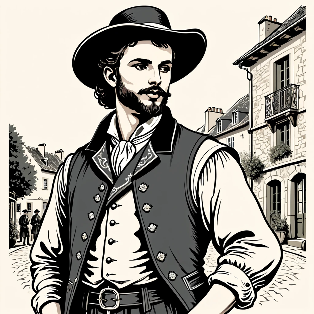 pirate captain standing in a market square, illustration by Roy Krenkel <lora:rgk:1.0>