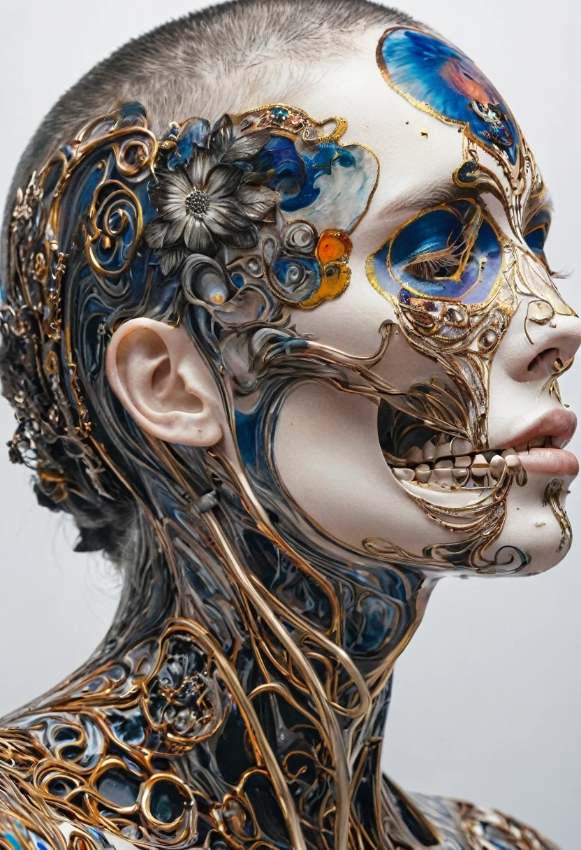 death in a woman , view from the bottom of it , unique piece