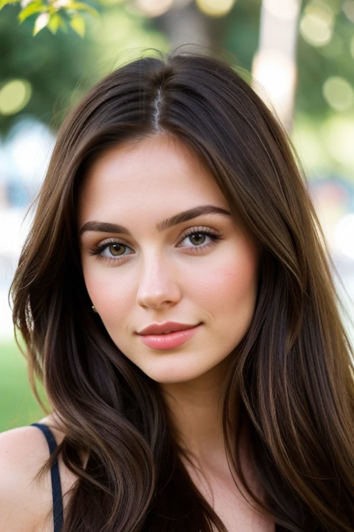 Realistic brunette 28 years old. Russian. Blogger. long hair. Brown eyes. real photo.